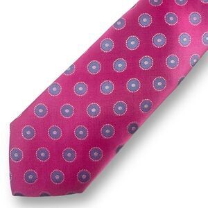 Ted Baker Whimsical Polka Dot Tie 100% Silk Pink Purple Fun Office Casual Teache